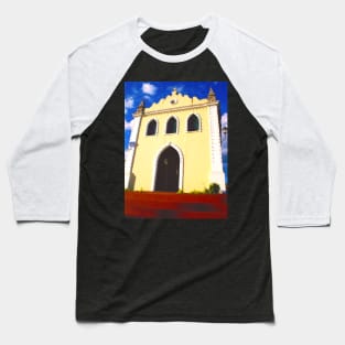 Yellow Church Chapel with lamps on the facade Baseball T-Shirt